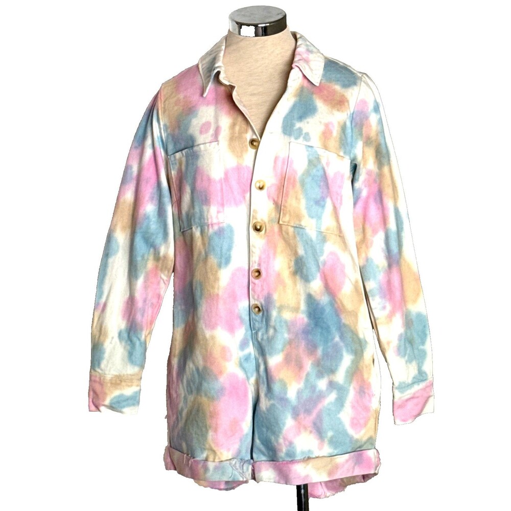 SHOW ME YOUR MUMU Sz. M  Tie-Dye Denim Pockets Boiler Suit Utility Jumper Romper